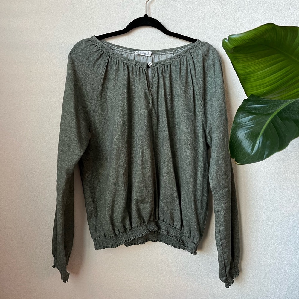 Carve Designs Green Printed Blouse, Size M
